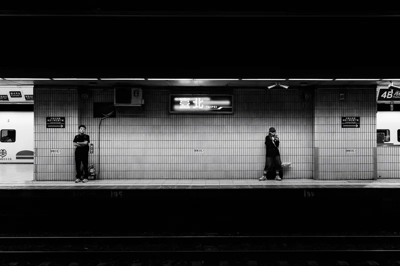 Taipei Train Station interior with commuters — fine art photograph